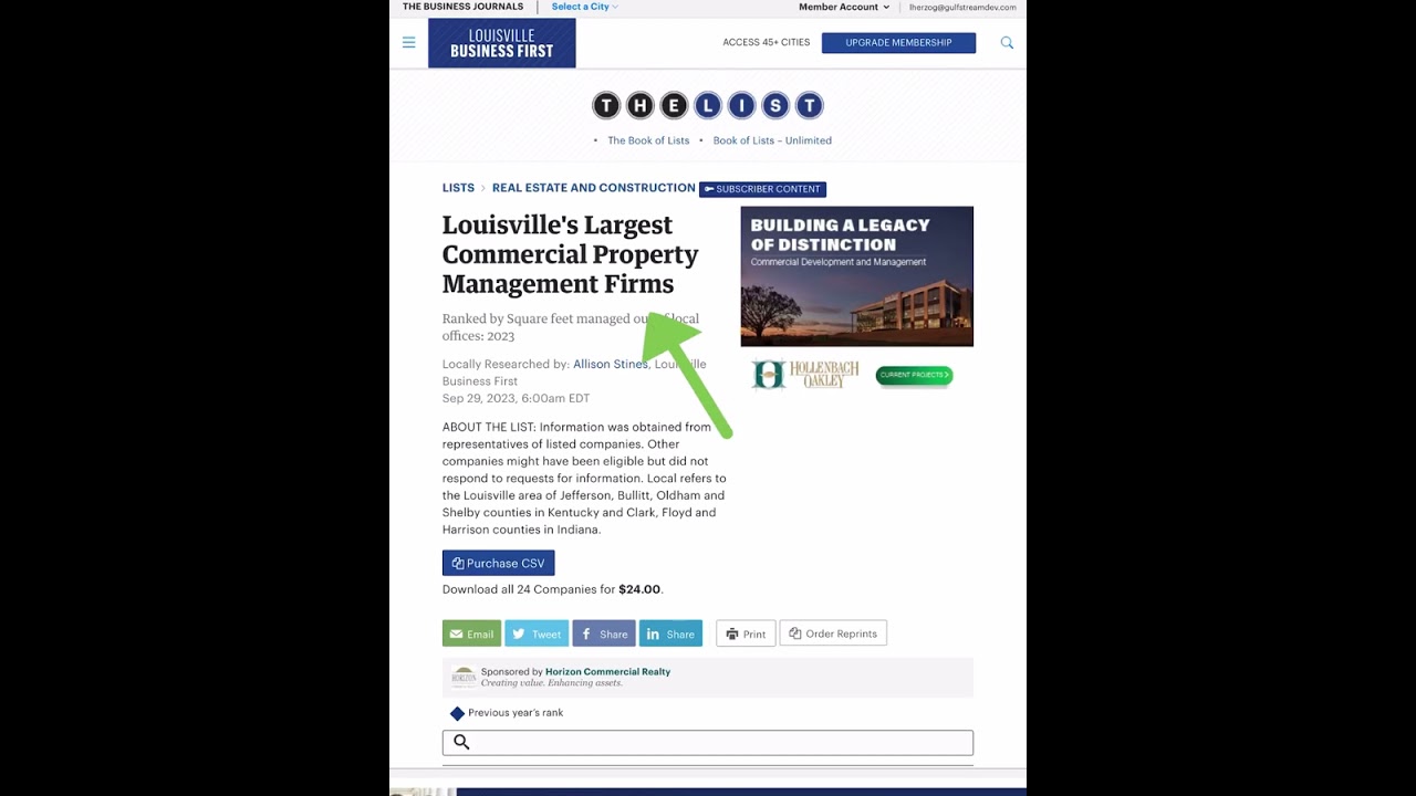 Gulfstream Commercial Services makes Louisville’s Largest Commercial Property Management Firms 2023!